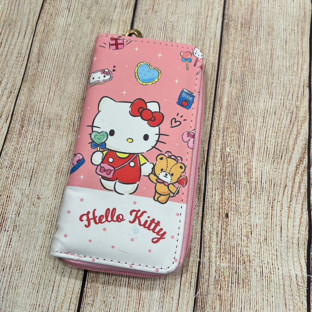 Hello Kitty Pink Wallet Zip Around‎ Organizer Travel Card Holder